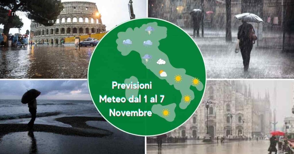 Previsioni meteo dal 1 al 7 novembre